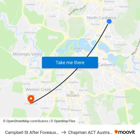 Campbell St After Foveaux St to Chapman ACT Australia map