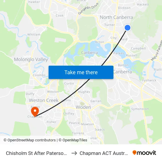 Chisholm St After Paterson St to Chapman ACT Australia map