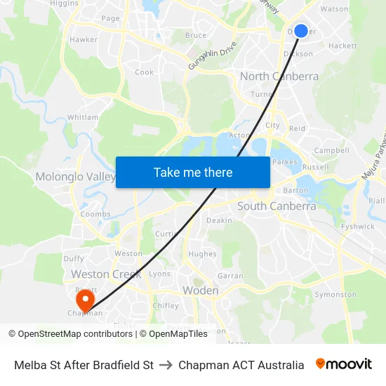 Melba St After Bradfield St to Chapman ACT Australia map