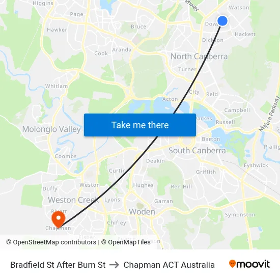 Bradfield St After Burn St to Chapman ACT Australia map