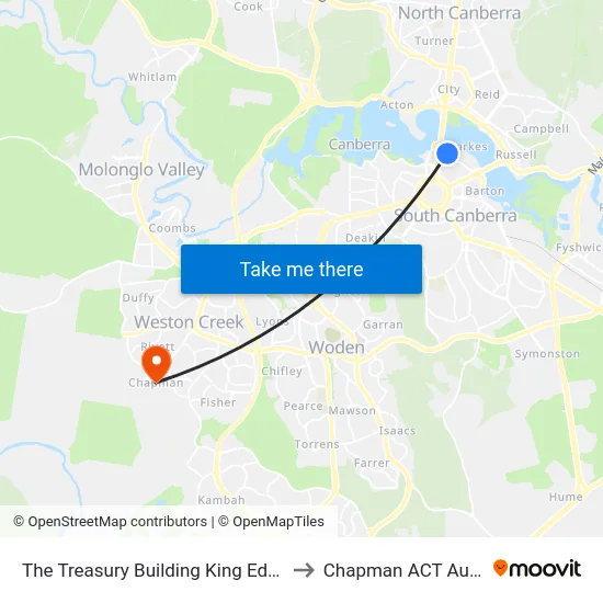 The Treasury Building King Edward Tce to Chapman ACT Australia map