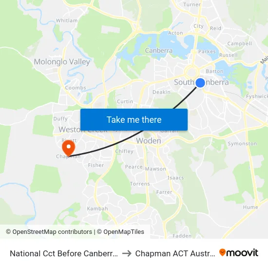 National Cct Before Canberra Av to Chapman ACT Australia map