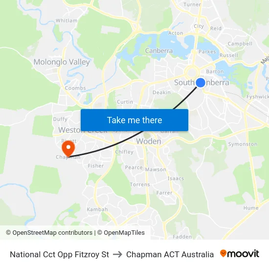 National Cct Opp Fitzroy St to Chapman ACT Australia map