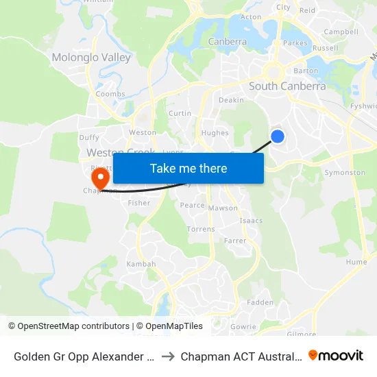 Golden Gr Opp Alexander St to Chapman ACT Australia map