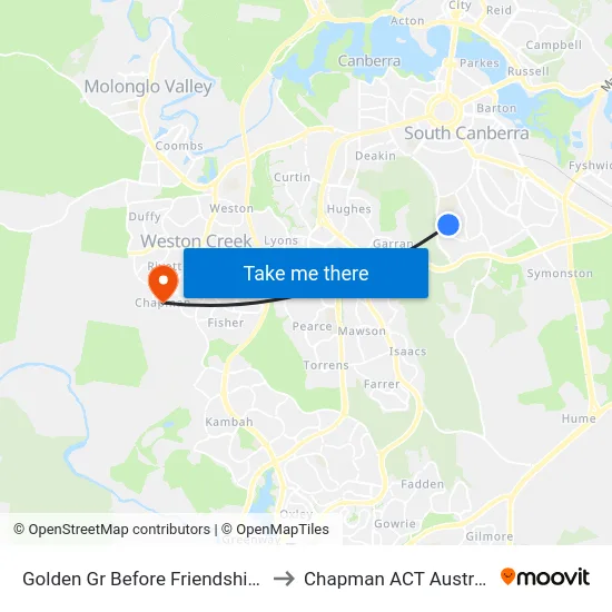 Golden Gr Before Friendship St to Chapman ACT Australia map