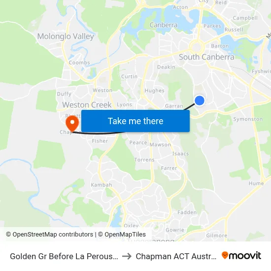 Golden Gr Before La Perouse St to Chapman ACT Australia map