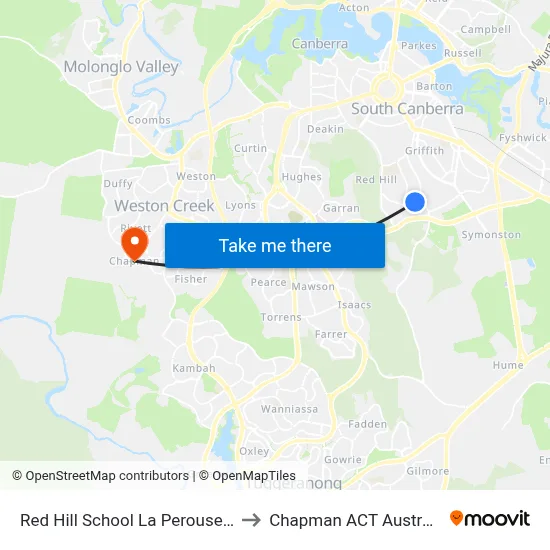 Red Hill School La Perouse St to Chapman ACT Australia map