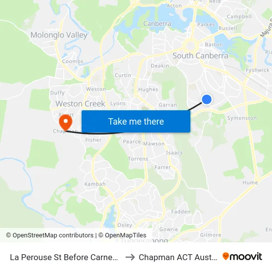 La Perouse St Before Carnegie Cr to Chapman ACT Australia map