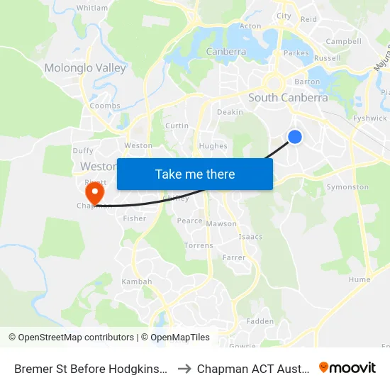 Bremer St Before Hodgkinson St to Chapman ACT Australia map