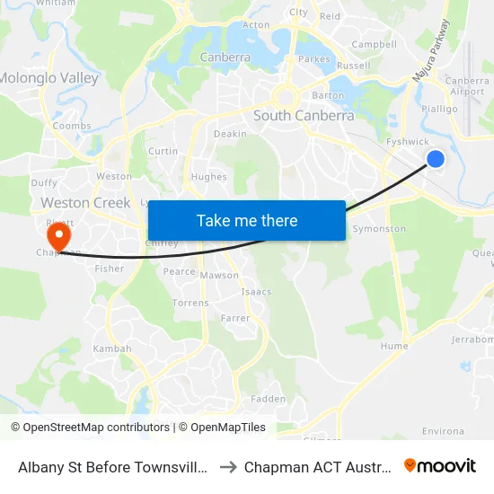Albany St Before Townsville St to Chapman ACT Australia map