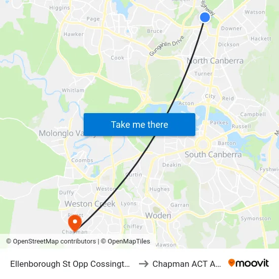 Ellenborough St Opp Cossington Smith St to Chapman ACT Australia map