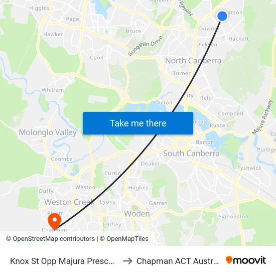 Knox St Opp Majura Preschool to Chapman ACT Australia map