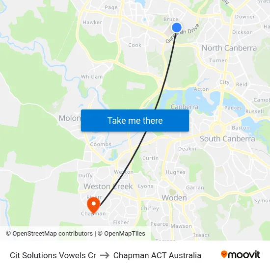 Cit Solutions Vowels Cr to Chapman ACT Australia map
