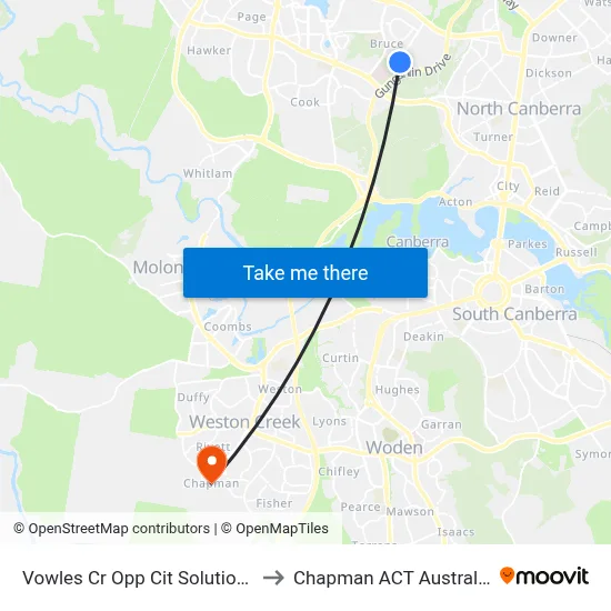 Vowles Cr Opp Cit Solutions to Chapman ACT Australia map