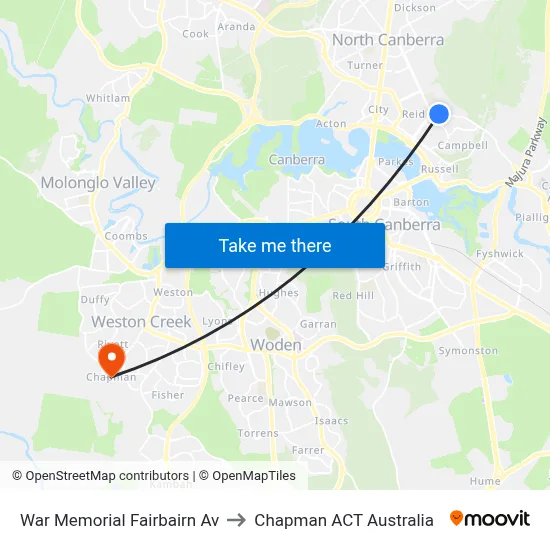 War Memorial Fairbairn Av to Chapman ACT Australia map