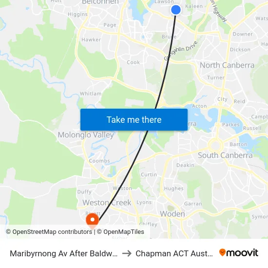 Maribyrnong Av After Baldwin Dr to Chapman ACT Australia map