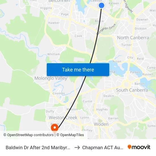 Baldwin Dr After 2nd Maribyrnong Av to Chapman ACT Australia map