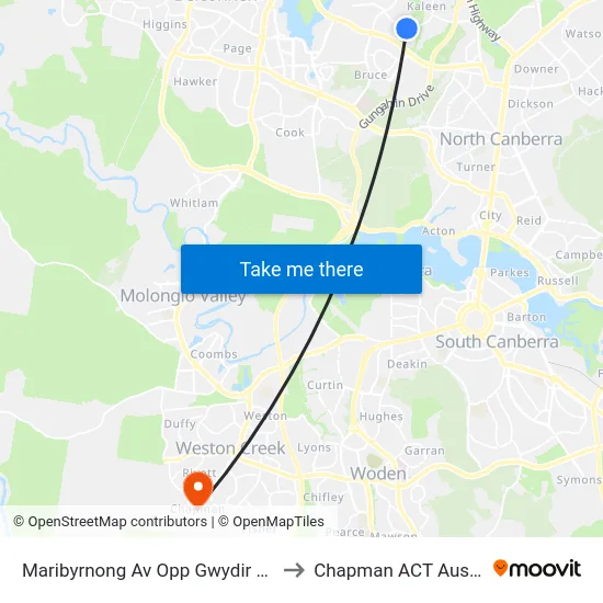 Maribyrnong Av Opp Gwydir Square to Chapman ACT Australia map