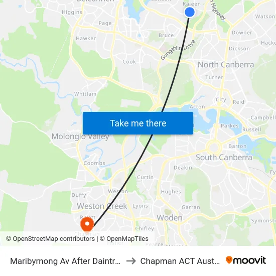 Maribyrnong Av After Daintree Cr to Chapman ACT Australia map