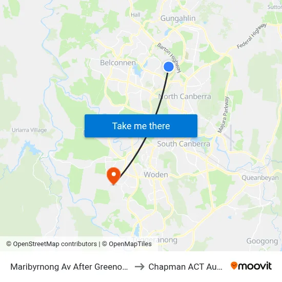 Maribyrnong Av After Greenough Cct to Chapman ACT Australia map