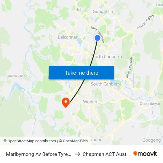 Maribyrnong Av Before Tyrell Cct to Chapman ACT Australia map