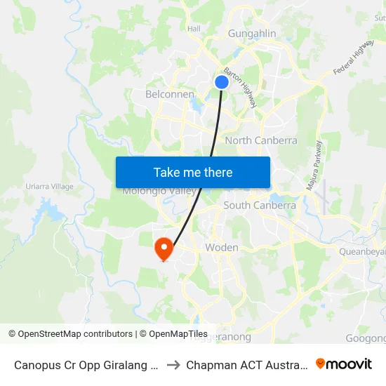 Canopus Cr Opp Giralang Ps to Chapman ACT Australia map