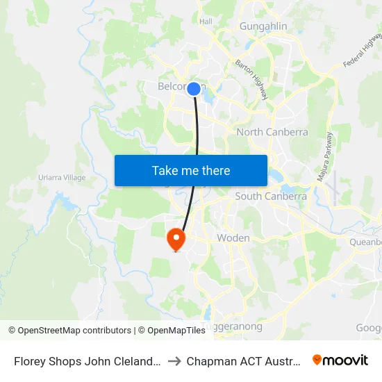 Florey Shops John Cleland Cr to Chapman ACT Australia map