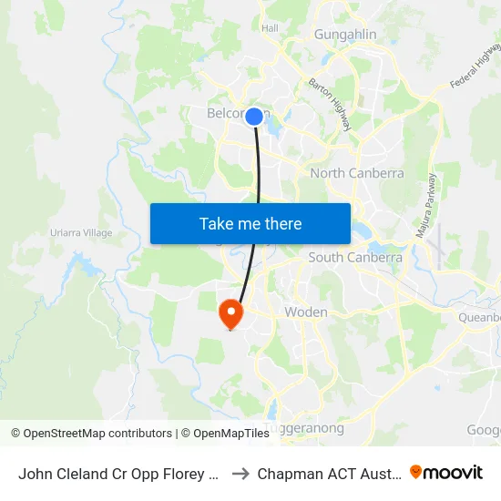 John Cleland Cr Opp Florey Shops to Chapman ACT Australia map