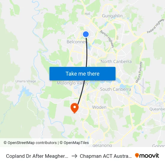 Copland Dr After Meagher Pl to Chapman ACT Australia map
