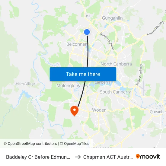 Baddeley Cr Before Edmunds Pl to Chapman ACT Australia map