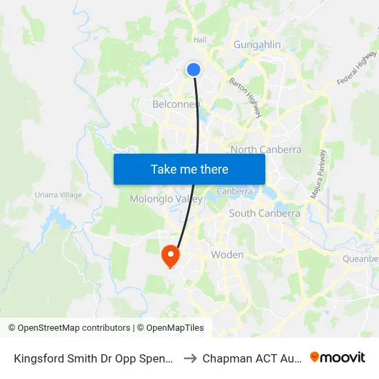 Kingsford Smith Dr Opp Spence Shops to Chapman ACT Australia map