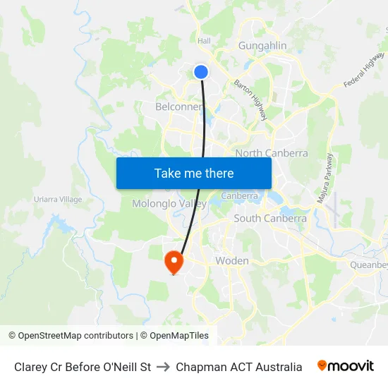 Clarey Cr Before O'Neill St to Chapman ACT Australia map
