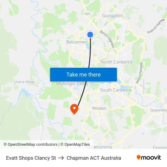Evatt Shops Clancy St to Chapman ACT Australia map