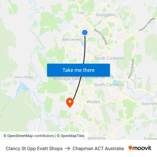 Clancy St Opp Evatt Shops to Chapman ACT Australia map