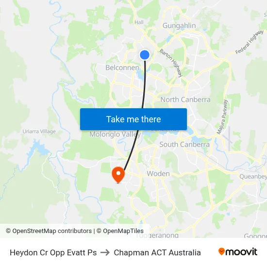 Heydon Cr Opp Evatt Ps to Chapman ACT Australia map