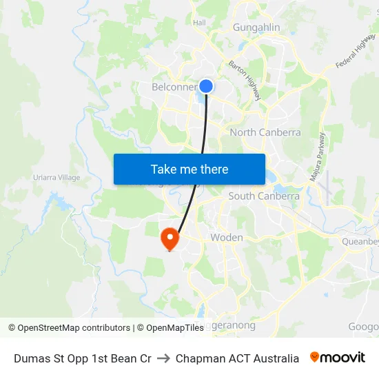 Dumas St Opp 1st Bean Cr to Chapman ACT Australia map