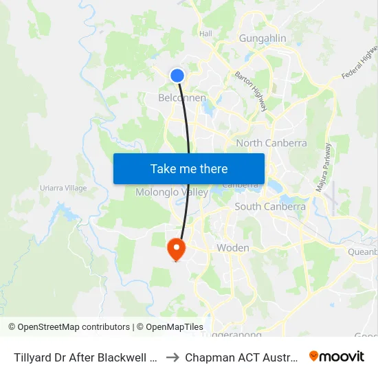 Tillyard Dr After Blackwell Cct to Chapman ACT Australia map