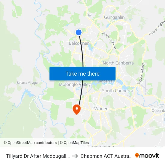 Tillyard Dr After Mcdougall St to Chapman ACT Australia map