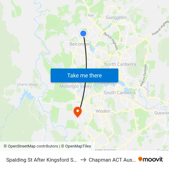 Spalding St After Kingsford Smith Dr to Chapman ACT Australia map