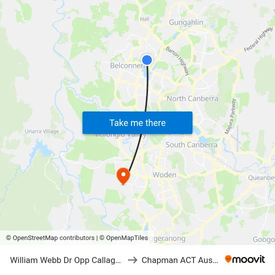 William Webb Dr Opp Callaghan St to Chapman ACT Australia map