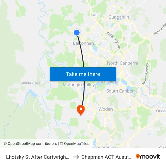 Lhotsky St After Cartwright St to Chapman ACT Australia map