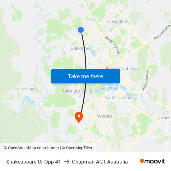 Shakespeare Cr Opp 41 to Chapman ACT Australia map