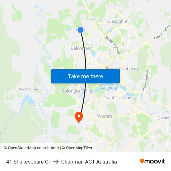 41 Shakespeare Cr to Chapman ACT Australia map