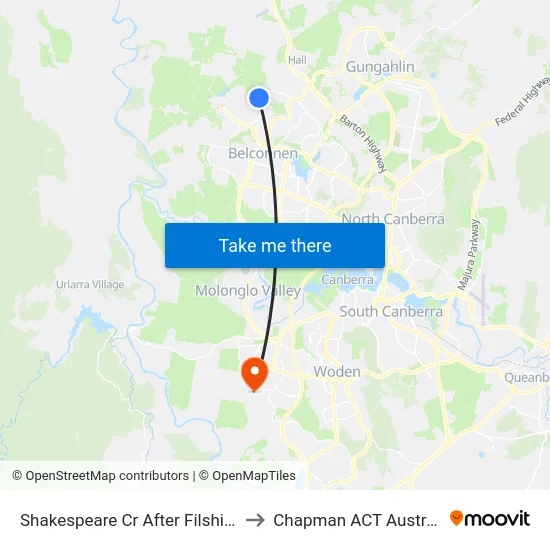 Shakespeare Cr After Filshie Cl to Chapman ACT Australia map