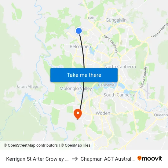 Kerrigan St After Crowley Ct to Chapman ACT Australia map