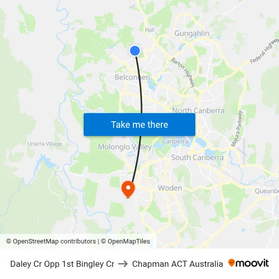 Daley Cr Opp 1st Bingley Cr to Chapman ACT Australia map