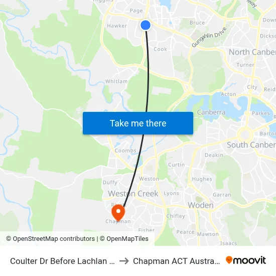 Coulter Dr Before Lachlan St to Chapman ACT Australia map