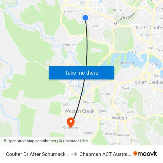 Coulter Dr After Schumack St to Chapman ACT Australia map