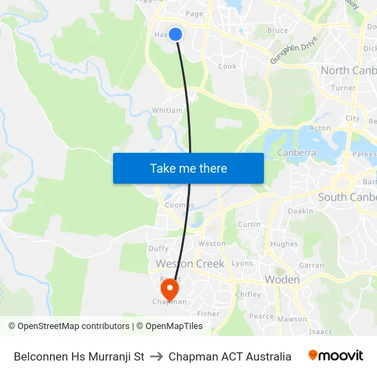 Belconnen Hs Murranji St to Chapman ACT Australia map