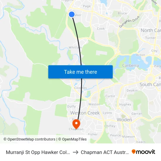 Murranji St Opp Hawker College to Chapman ACT Australia map